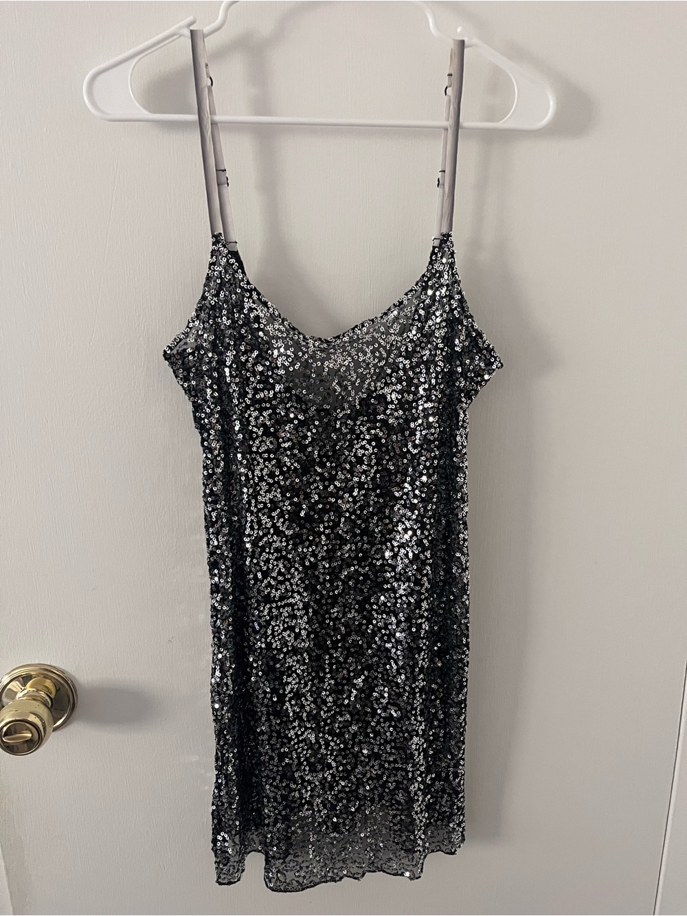 Free People Intimately Black Mesh Sequin Slip Sheer Mini Dress Large